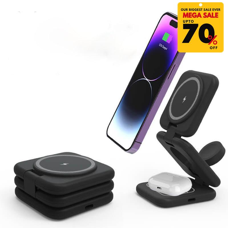 3 in 1 Foldable Magnetic Wireless Charger Stand