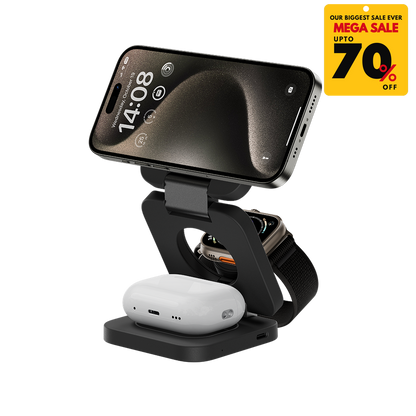 3 in 1 Foldable Magnetic Wireless Charger Stand